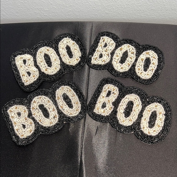 Beaded “BOO” Coasters | Set of 4 - Picture 1 of 5